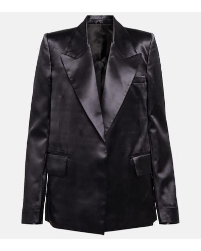 Victoria Beckham Satin Tuxedo Blazer - Black