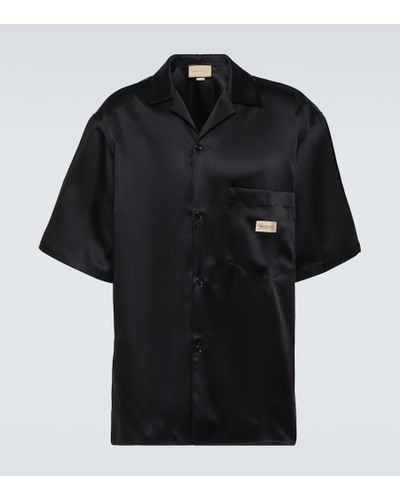 Gucci Camisa de tejido duquesa bordada - Negro