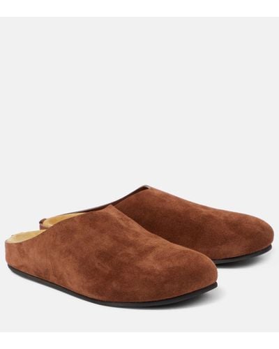 The Row Hugo Suede Mules - Brown