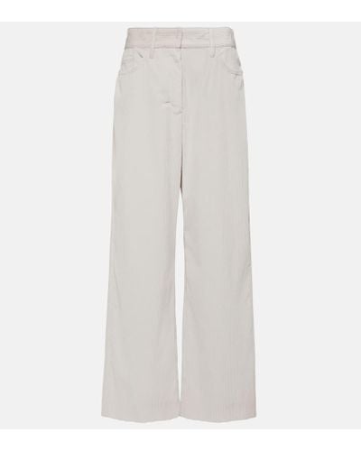 Max Mara Helier Velvet Wide-leg Pants - White