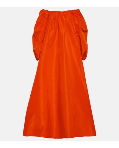 Valentino Abito lungo in seta con scollo bardot - Arancione