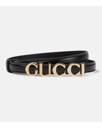 Gucci Hebilla de piel con logo - Negro