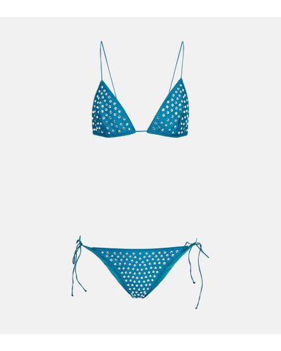 Oséree Oseree Gem Embellished Bikini Set - Blue