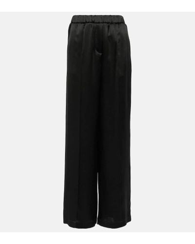 Loewe Mid-rise Silk Satin Wide-leg Pants - Black