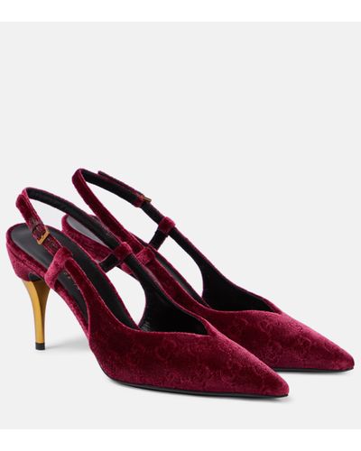 Gucci Velvet Court Shoes, - Red