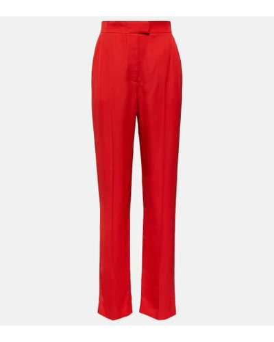 Alexander McQueen High-rise Twill Straight Pants - Red