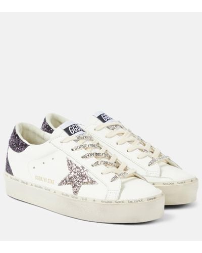 Golden Goose Hi Star Glitter Leather Trainers - White