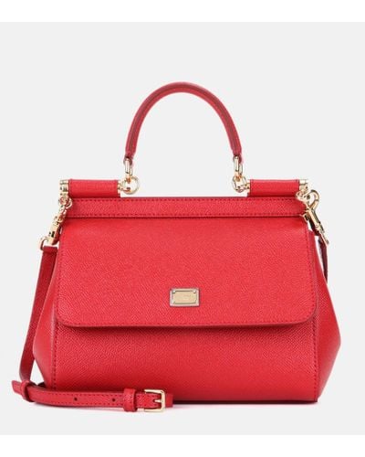 Dolce & Gabbana Sicily Small Leather Shoulder Bag - Red