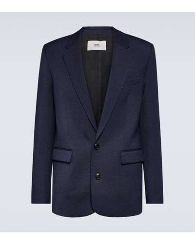 Ami Paris Wool Suit Jacket - Blue