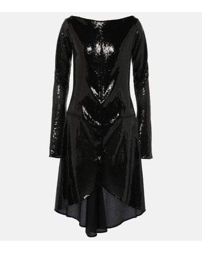 Courreges Ellipse Sequined Cutout Midi Dress - Black