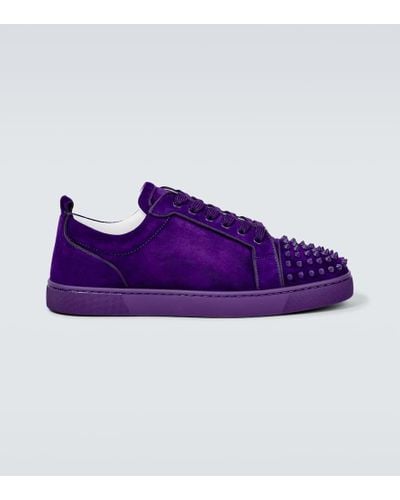Christian Louboutin Louis Junior Spikes Suede Sneakers - Purple