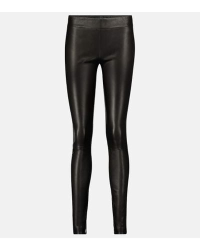 The Row Leggings Moto in pelle - Nero