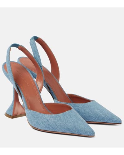 AMINA MUADDI Holli 95 Denim Slingback Court Shoes - Blue