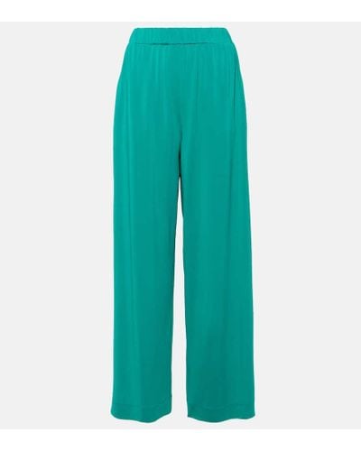 Pantalones anchos Elegante Fiesta de seda en verde - Max Mara