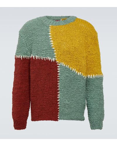 The Elder Statesman Patchwork Cotton Sweater - Yellow
