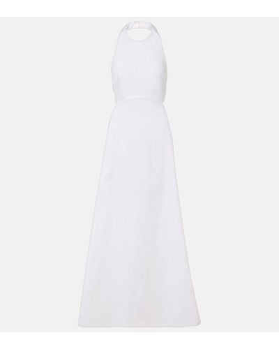Adriana Degreas Halterneck Cotton-blend Maxi Dress - White