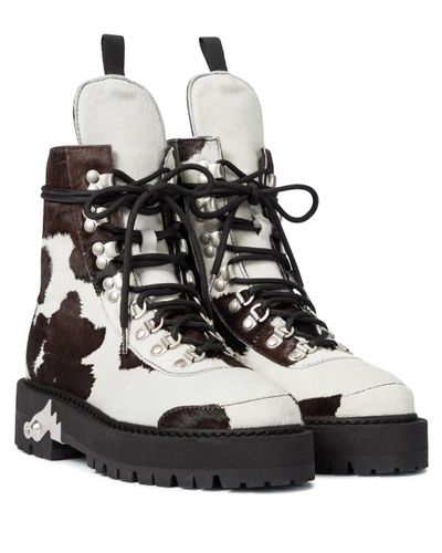 Off-White c/o Virgil Abloh Ankle Boots aus Ponyhaar - Mehrfarbig