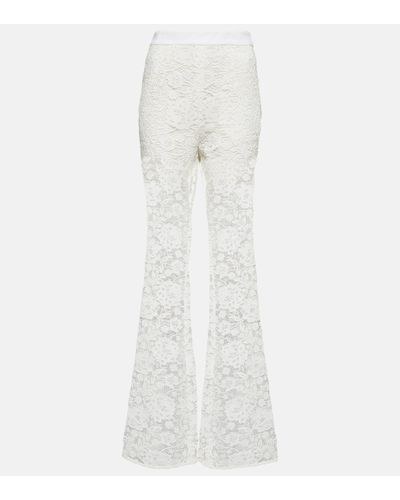 Self-Portrait High-rise Flared Lace Trousers - White