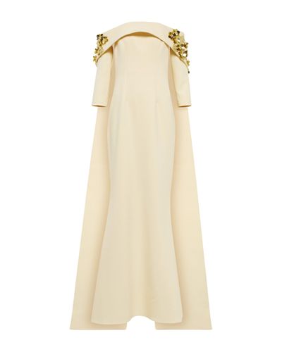 Safiyaa Embellished Off-shoulder Gown - Yellow