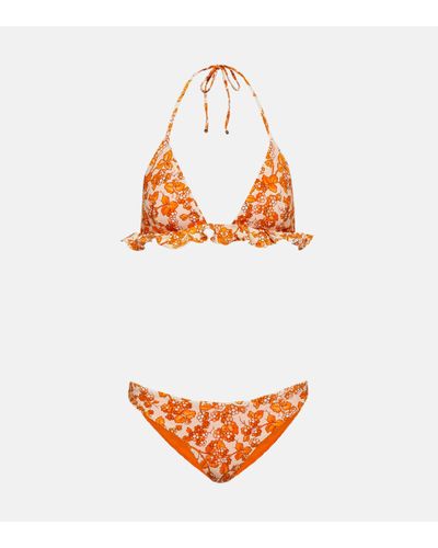 Etro Printed Ruched Bikini - Orange
