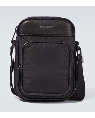 Saint Laurent City Mini Logo-print Leather-trimmed Shell Camera Bag - Black