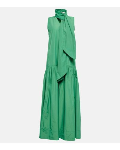 Plan C Cotton-blend Maxi Dress - Green