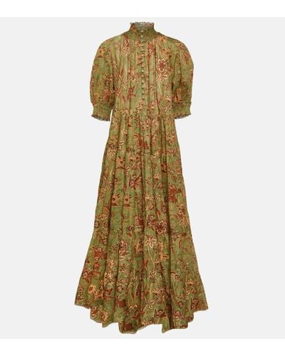 Zimmermann Vestido largo Junie de algodon floral - Verde