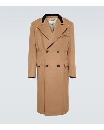 Maison Margiela Wool And Camel Hair Overcoat - Natural