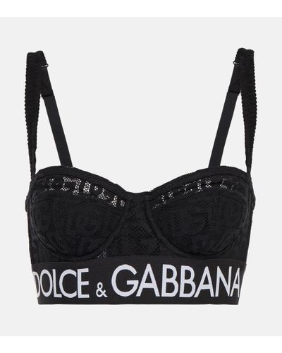 Dolce & Gabbana Floral Lace Bra - Black
