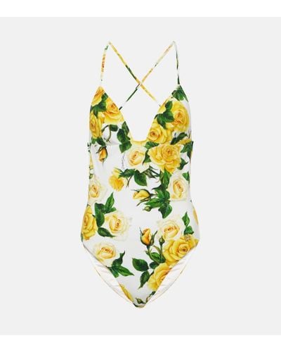 Dolce & Gabbana Floral Swimsuit - Yellow