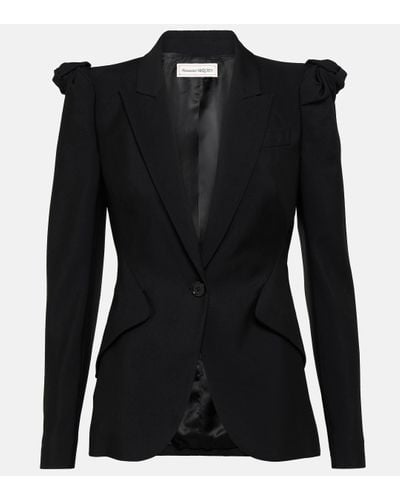 Alexander McQueen Knot-detail Wool Tuxedo Jacket - Black