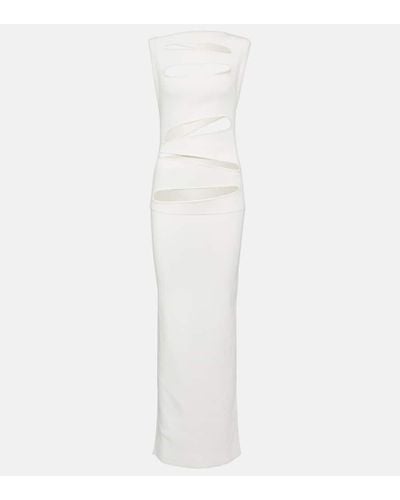 Christopher Esber Cutout Ribbed-knit Paneled Maxi Dress - White