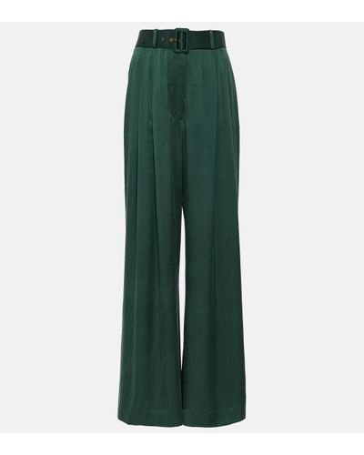 Zimmermann Belted Wide-leg Trousers - Green