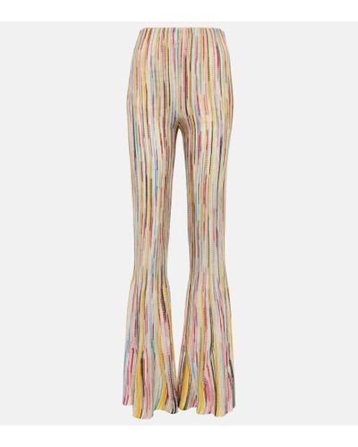 Missoni Striped Flared Jersey Knit Pants - Natural