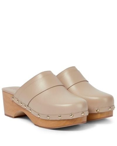 Aeyde Bibi Leather Clogs - Brown