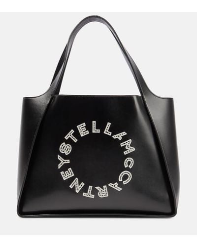 Stella McCartney Embroidered Logo Tote - Black