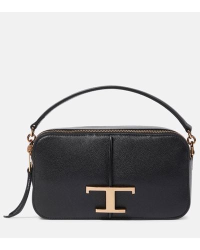 Tod's T Timeless Leather Shoulder Bag - Black