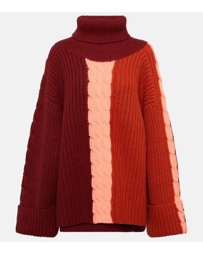 ROKSANDA Pullover in cashmere e lana color-block - Rosso
