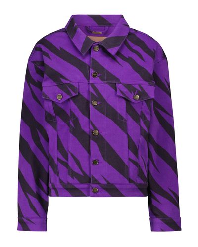 Alexandre Vauthier Animal-print Denim Jacket - Purple