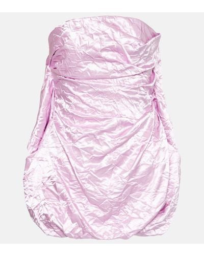 The Attico Strapless Satin Minidress - Pink