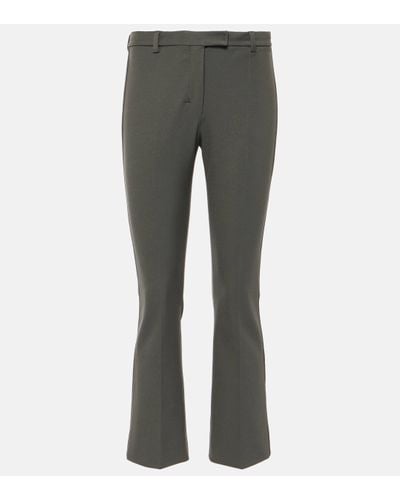 Max Mara Umanita Cropped Cotton-blend Slim Trousers - Grey