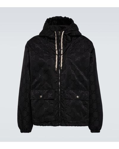 Gucci Padded Logo-jacquard Shell Hooded Jacket - Black