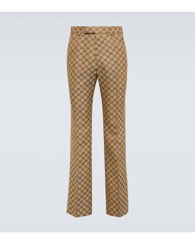 Gucci GG Linen-blend Trousers - Natural