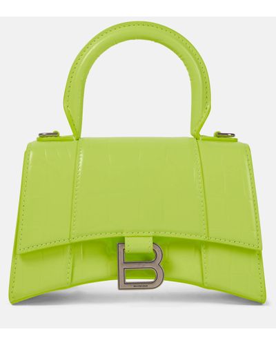Balenciaga Hourglass Xs Croc-effect Leather Crossbody Bag - Green