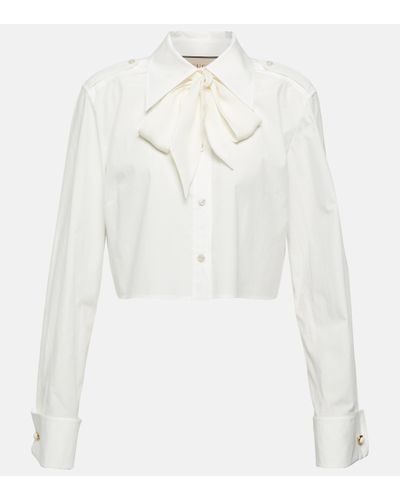 Gucci Tie-front Cotton Poplin Blouse - White