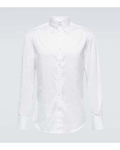 Brunello Cucinelli Camisa slim en sarga de algodon - Blanco