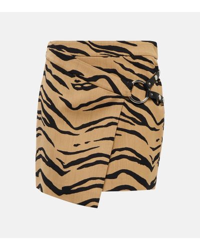 Stella McCartney Tiger-print Wool-blend Miniskirt - Metallic