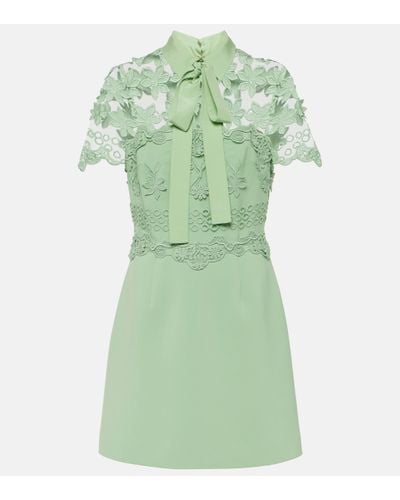 Elie Saab Floral-applique Silk-blend Minidress - Green