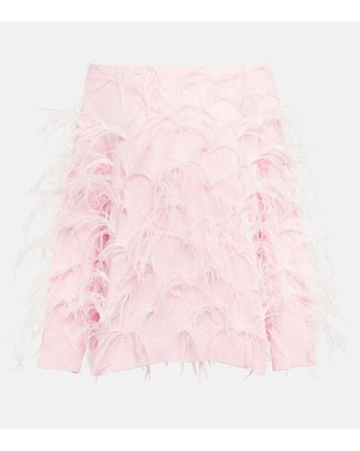Valentino Jersey de lana virgen con plumas - Rosa