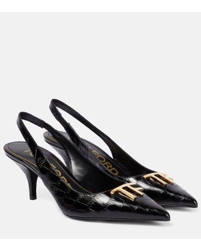 Tom Ford Pumps slingback TF in pelle stampata - Nero